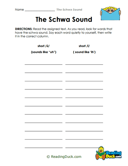 Sound Column Worksheet