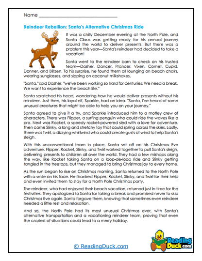 Reindeer Vacation Worksheet