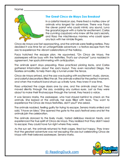 Zoo Breakout Worksheet