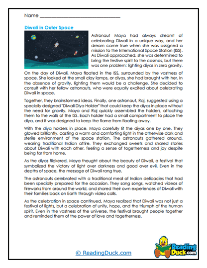 Space Diwali Worksheet