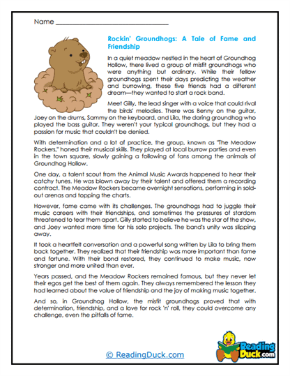 Rocking Groundhogs Worksheet