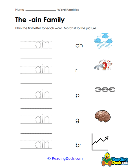 Rain Train Worksheet