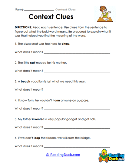 Meaning Finder Worksheet