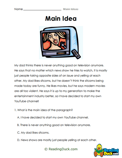 TV Tastes Worksheet