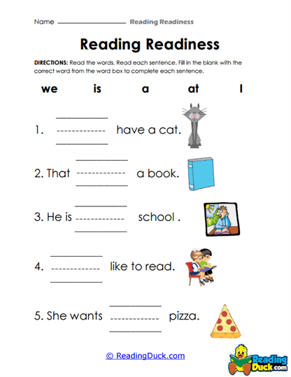 Simple Sentences Worksheet