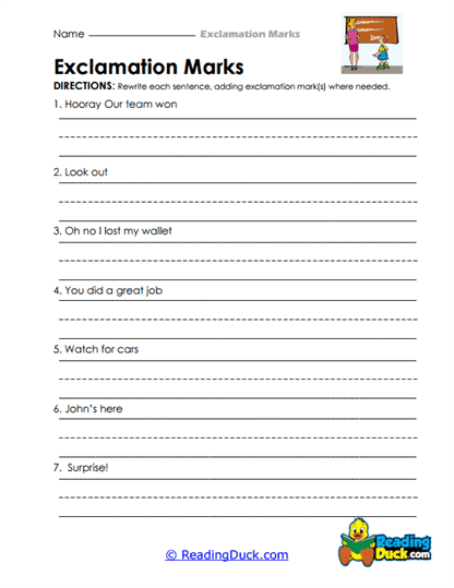 Punctuation Practice Worksheet