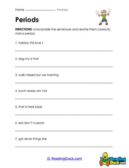 Sentence Scramble Worksheet