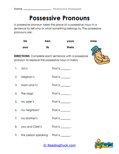 Pronoun Swap Worksheet