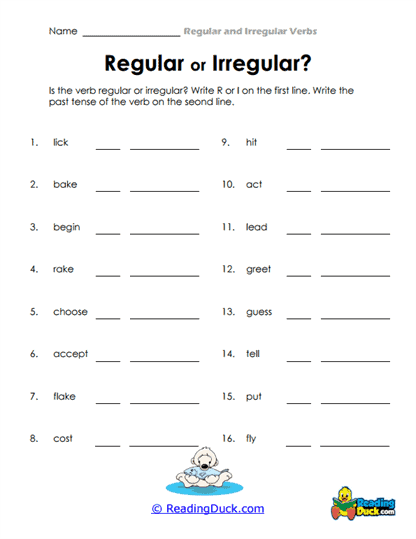 Tense Tester Worksheet