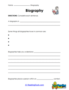 Biography Writing Worksheets | Reading Duck.com