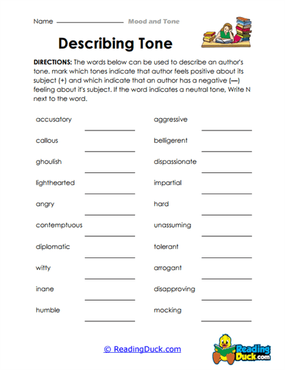 Tallying Tone Worksheet