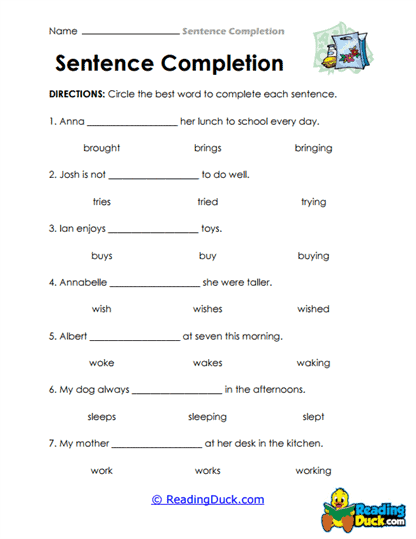 Verb Venture Worksheet