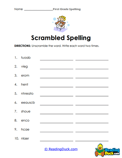 Unscramble Fun Worksheet