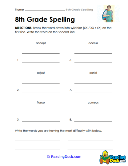 Syllable Split Worksheet
