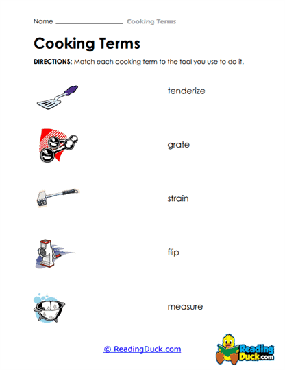 Tool Match Worksheet