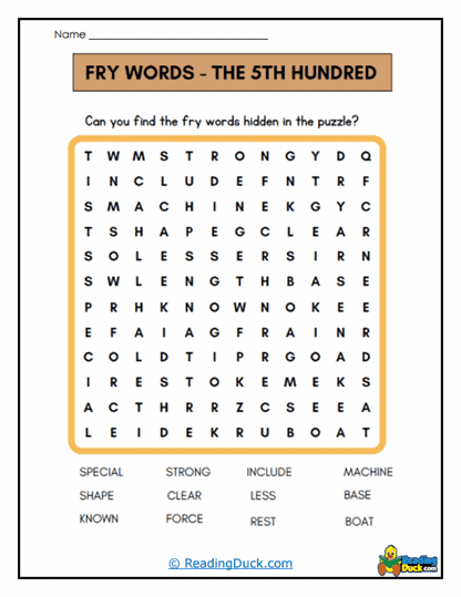 Word Hunt Worksheet