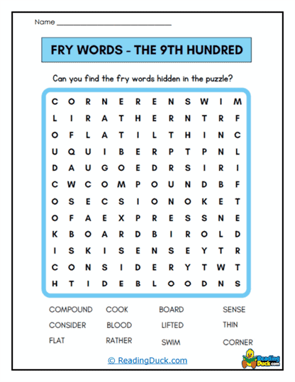 Word Search Fun Worksheet
