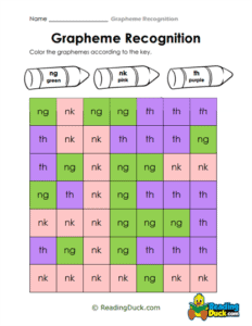 Grapheme Recognition Worksheets | Reading Duck.com