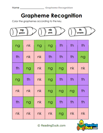 Grapheme Recognition Worksheets