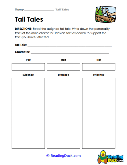 Character Traits Tracker Worksheet