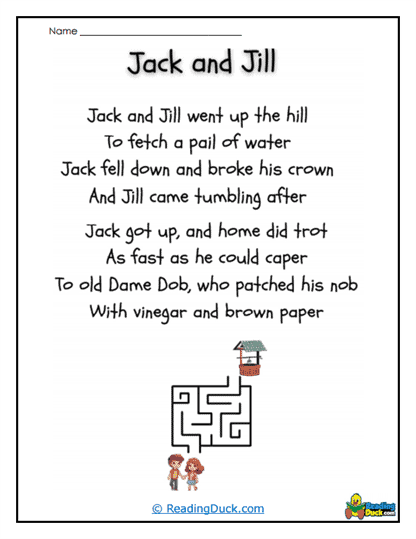 Hill Tumble Worksheet