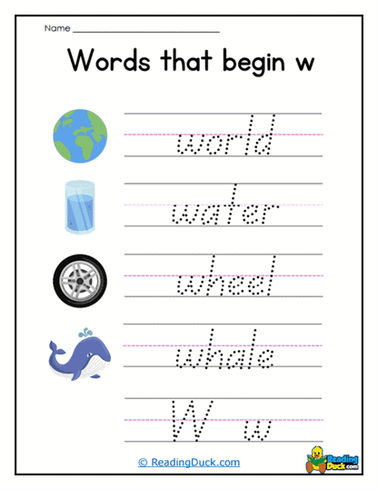 Wonderful W Worksheet