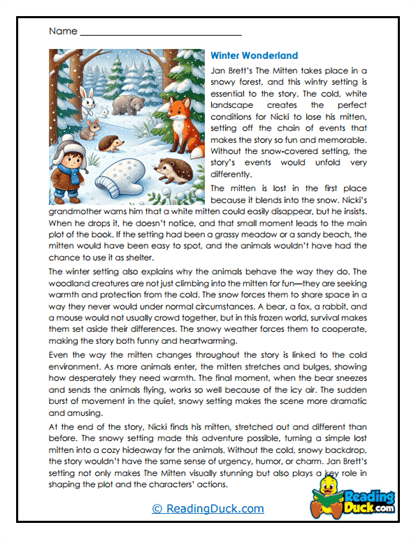 The Mitten Worksheets