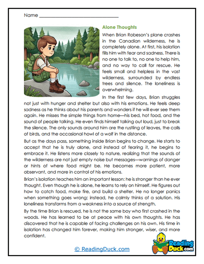 Alone Thoughts Worksheet