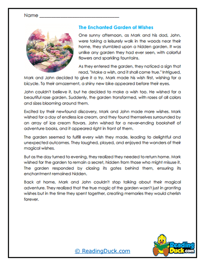Wishing Garden Wonders Worksheet