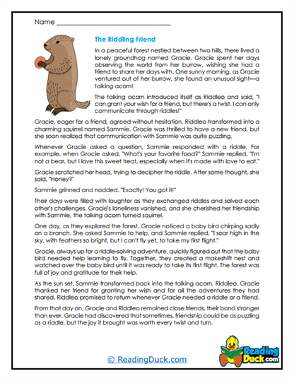Riddle Friends Worksheet