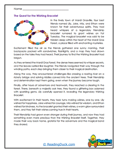Wishing Bracelet Worksheet