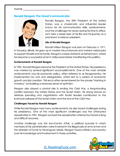 Reagan’s Optimism Worksheet