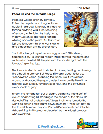 Tall Tales Worksheets