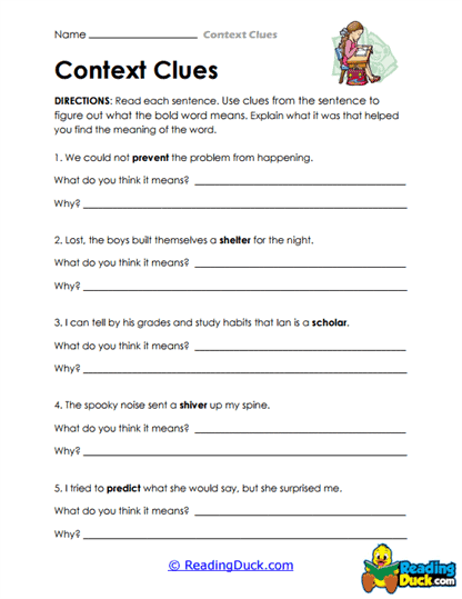 Explain and Infer Worksheet