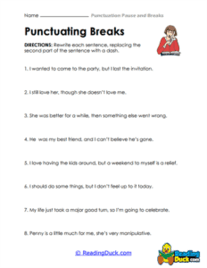 Pause Practice Worksheet Pauses and Breaks Worksheets | Reading Duck.com