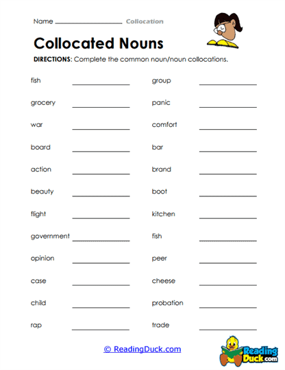 Noun Pairing Worksheet