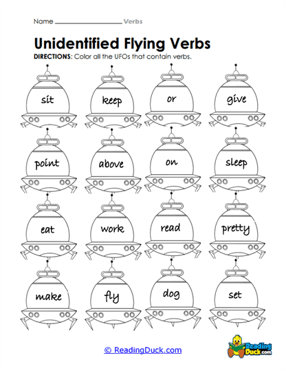 UFO Verbs Worksheet