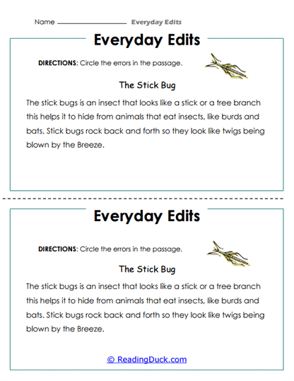 Stick Bug Mystery Worksheet