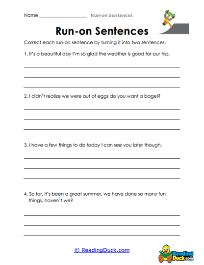 Sentence Splitter Worksheet