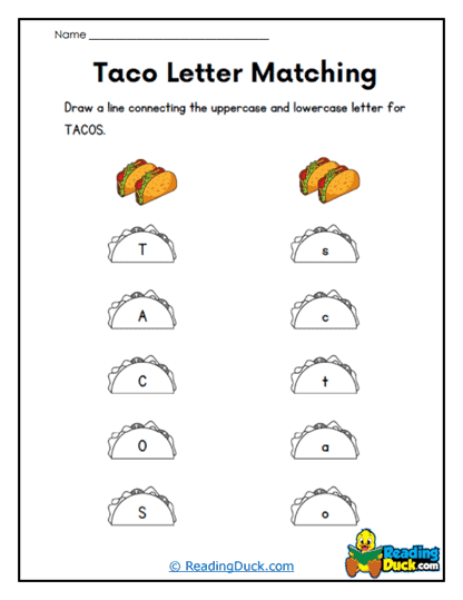 Taco Match-Up Worksheet