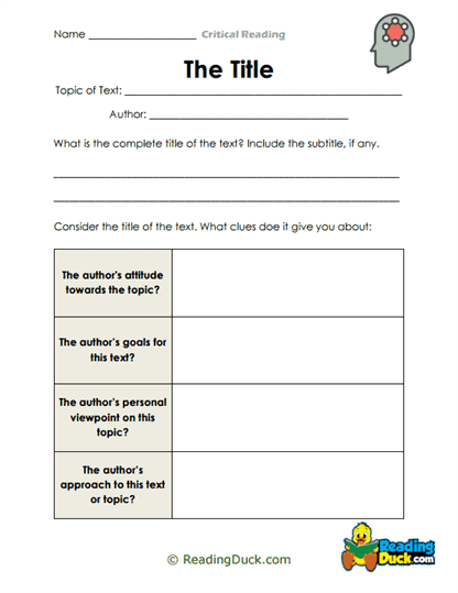Title Talk Worksheet