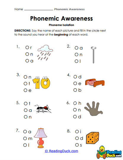 Phonemic Awareness Worksheets