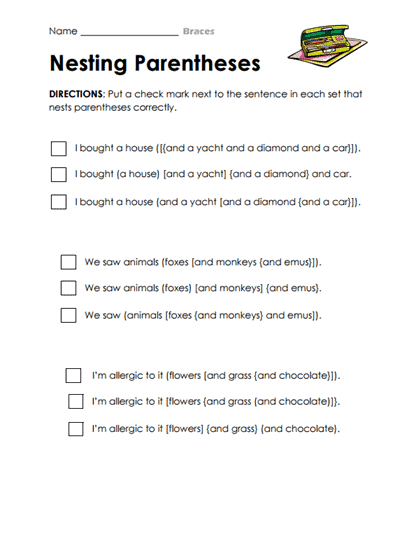 Parenthesis Pro Worksheet