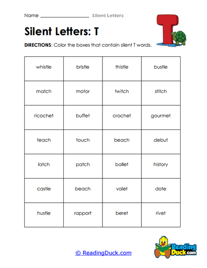 T is Tricky Worksheet