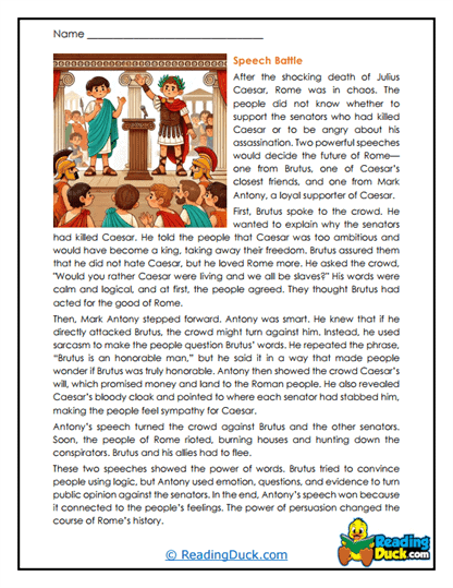 Speech Duel Worksheet