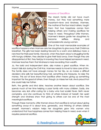 Lessons of Sacrifice Worksheet