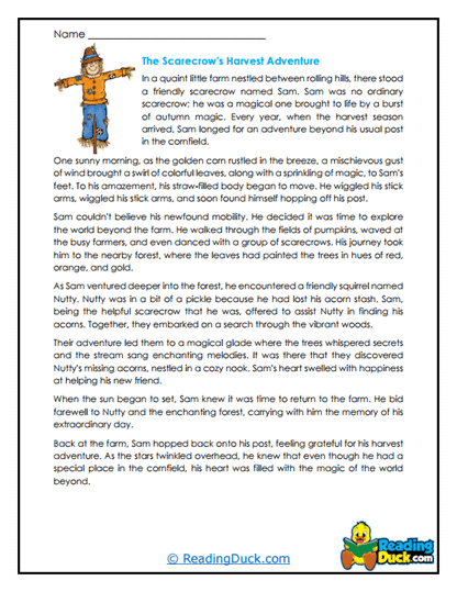 Scarecrow's Harvest Journey Worksheet