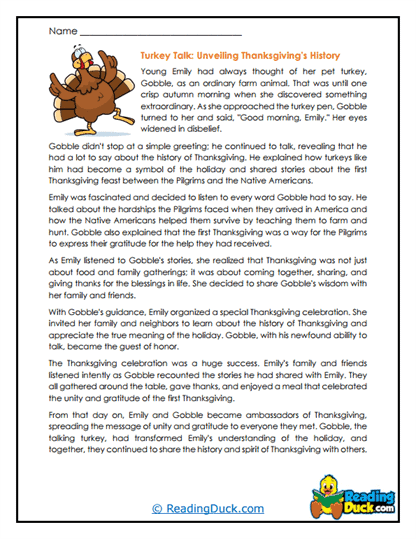 Turkey Talk Worksheet