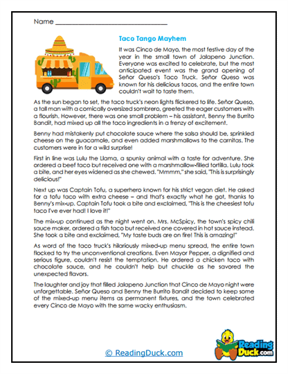 Taco Tango Trouble Worksheet