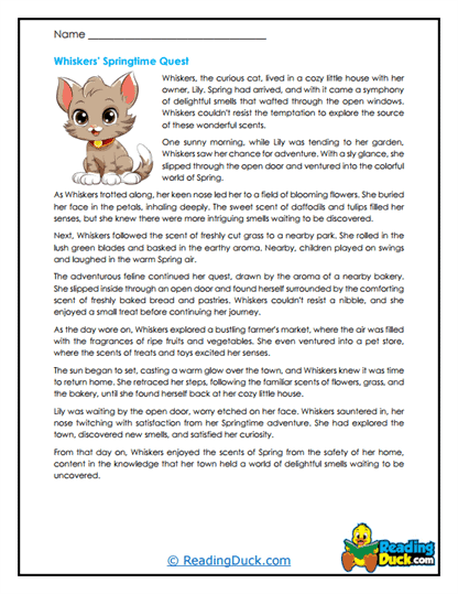 Whiskers’ Quest Worksheet